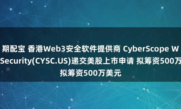 期配宝 香港Web3安全软件提供商 CyberScope Web3 Security(CYSC.US)递交美股上市申请 拟筹资500万美元