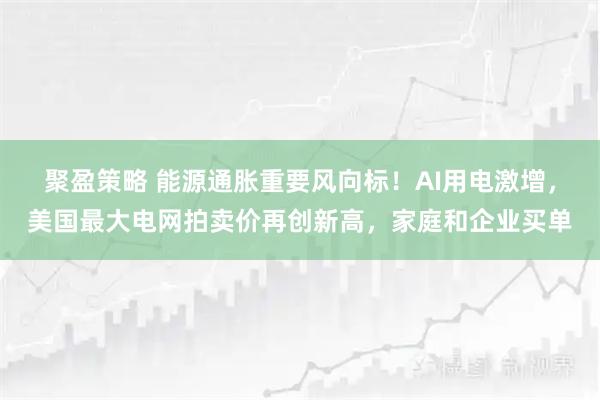 聚盈策略 能源通胀重要风向标！AI用电激增，美国最大电网拍卖价再创新高，家庭和企业买单